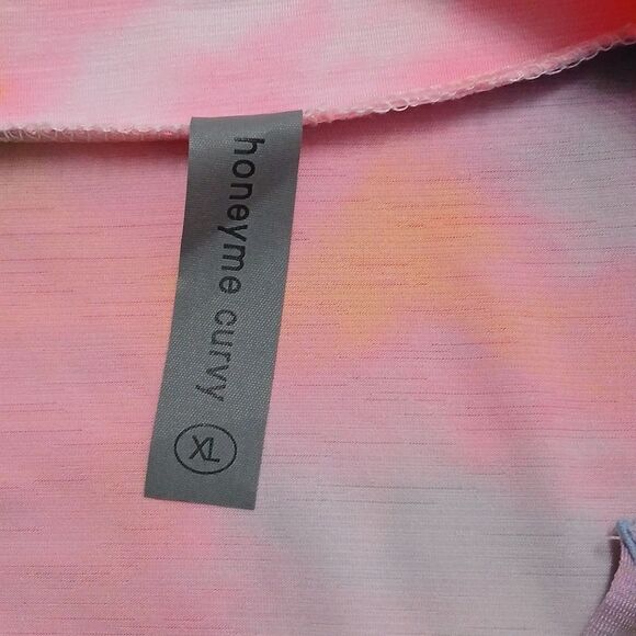 HoneyMe tie dye tunic multicolor blouse spring summer fun blouse Sz XL NWT - Picture 9 of 9